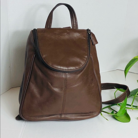 tignanello brown leather backpack